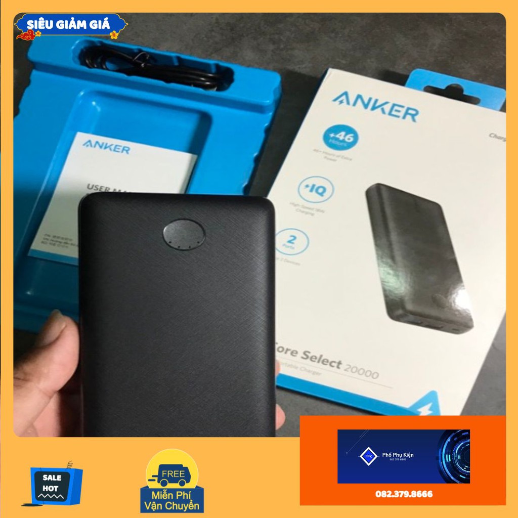 Pin dự phòng Anker PowerCore Select 20000mAh IQ Hỗ trợ Quick Charge 3.0 - Mã A1363