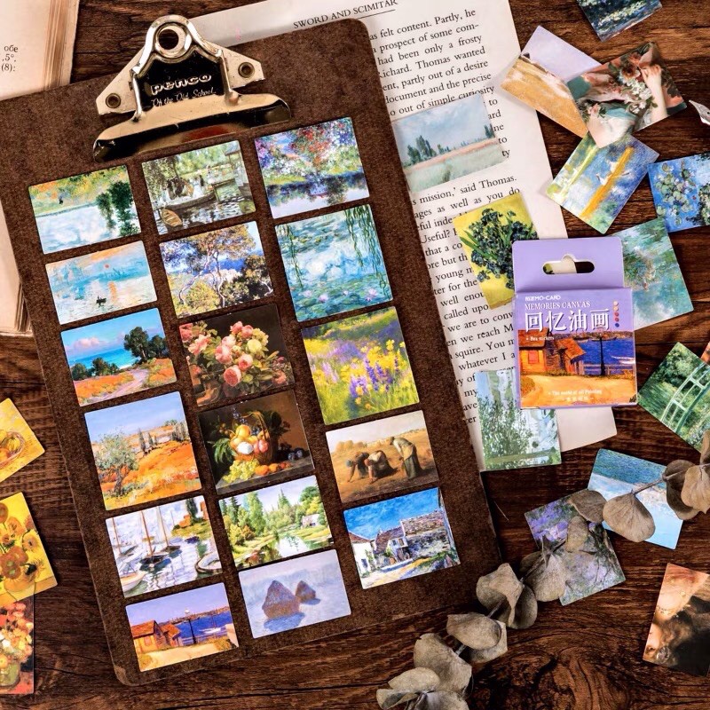 Sticker dán hoạt tiết tranh VanGogh và ClaudeMonet