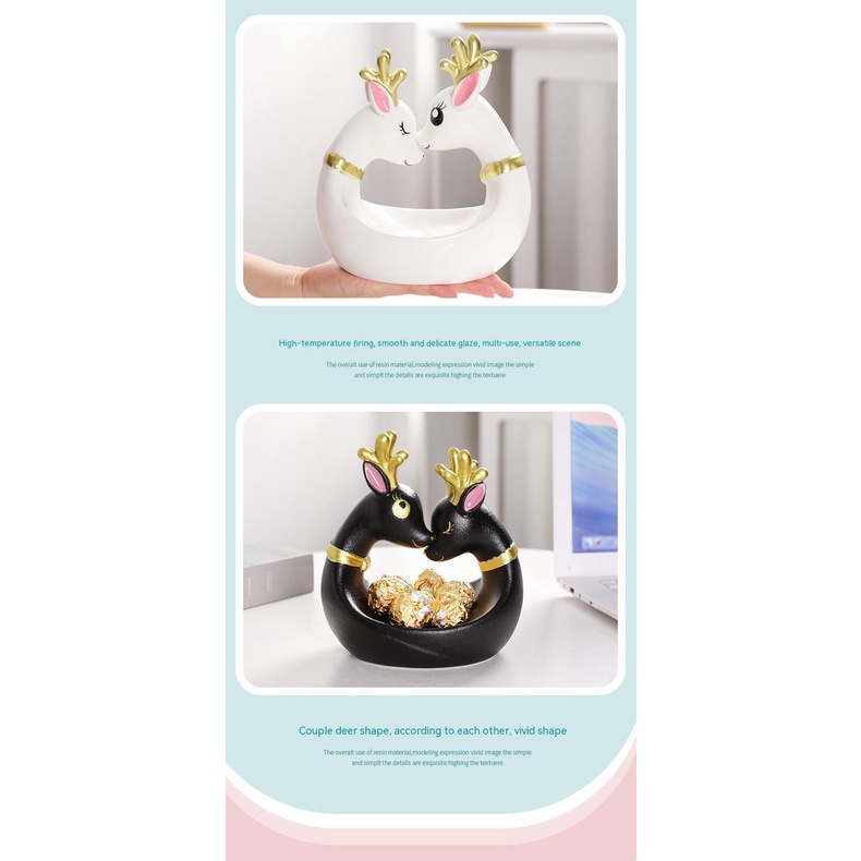 Đồ Thủ Công Để Bàn Trang Trí Phòng Khách Hình Chú Nai Bằng Gốm Sang Trọng