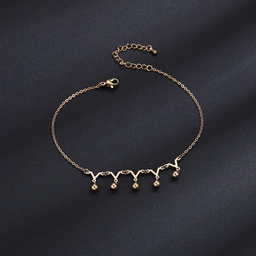 Lắc Chân 5 Chuông Chữ V Titan Ko Đen TT 3082