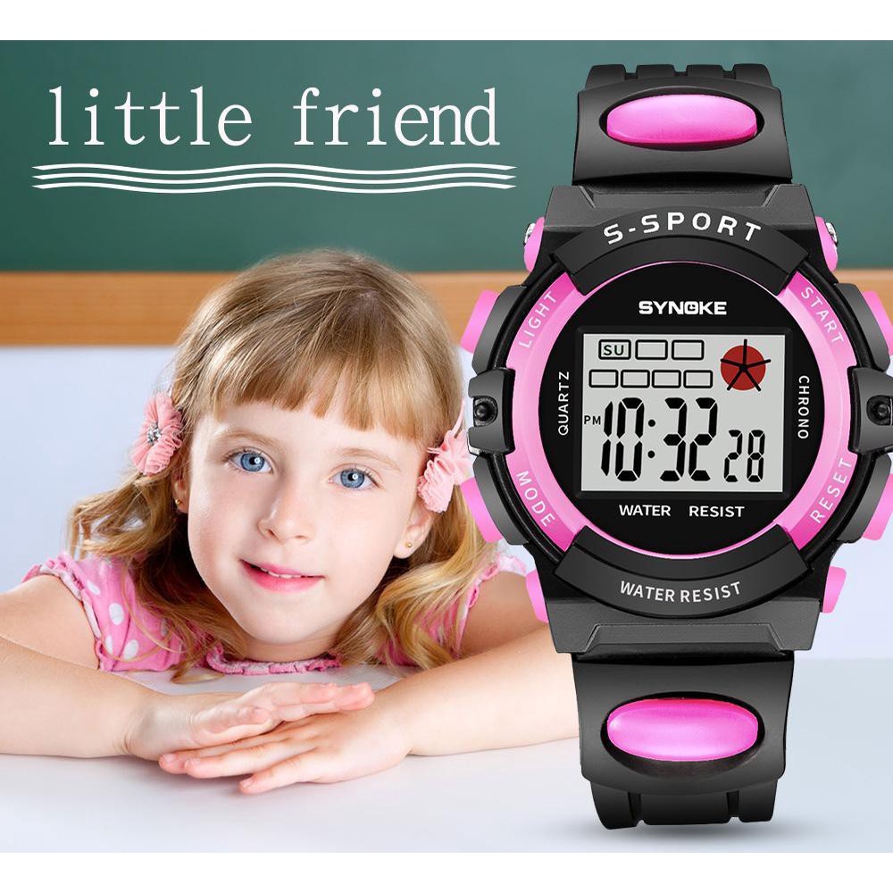 SYNOKE Fashion Popular Waterproof Children Boys Girl Digital LED Sports With Date Wrist Watch