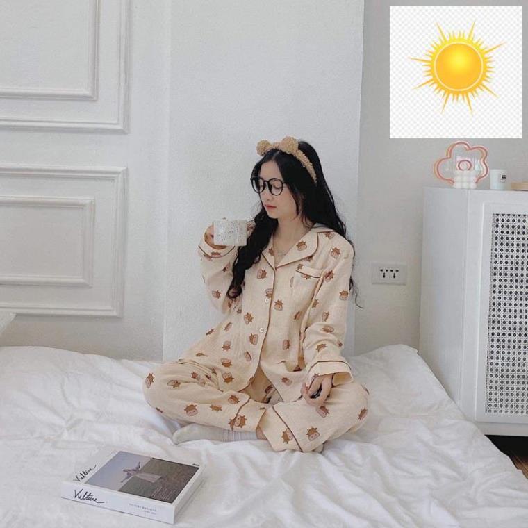 👩‍❤️‍💋‍👩 HOT DEAL ⚡ Bộ ngủ Hàn Quốc chất liệu vải xô muslin mềm mại loại 1 CAO CẤP 👩‍❤️‍💋‍👩