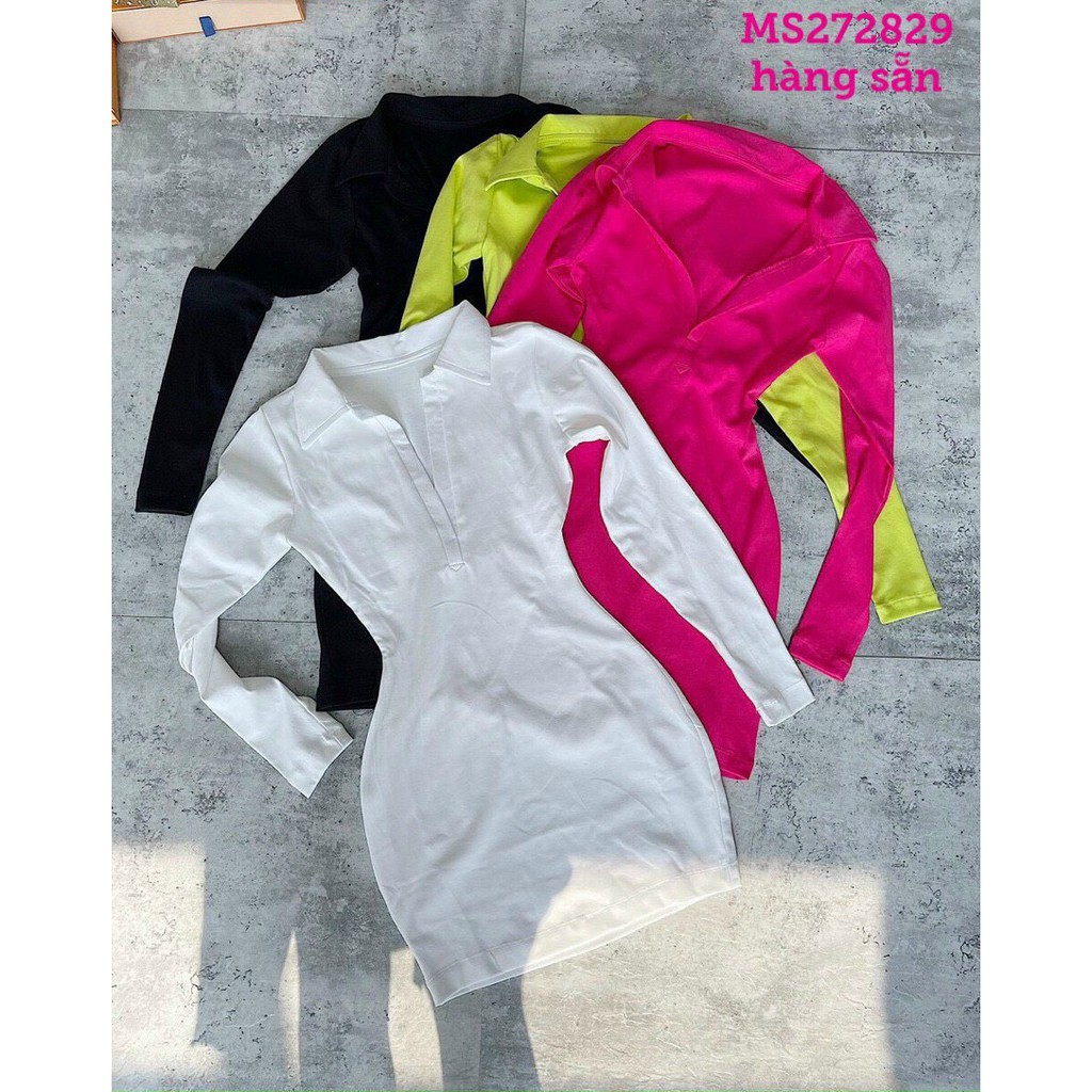 Đầm body cổ trụ tay dài trơn xin xinh , chất thun bozip mềm mịn