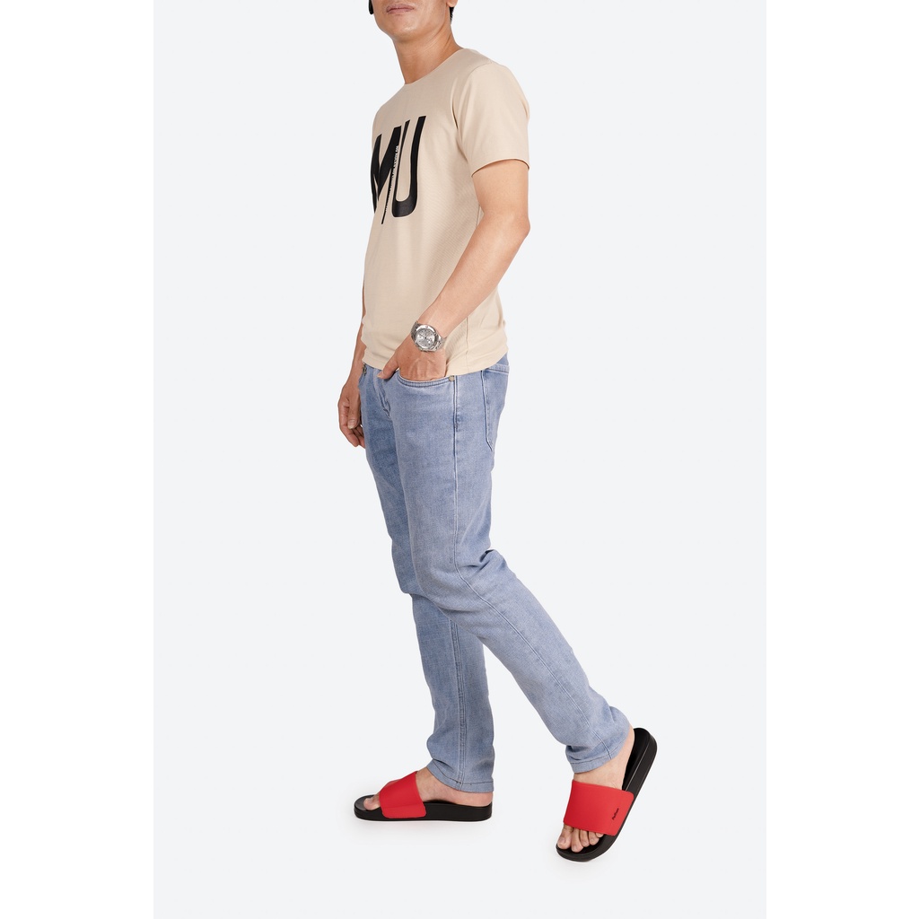 Dép nam nữ quai ngang slipper Pathon quai PVC và đế PU đen quai đỏ Mẫu SD26