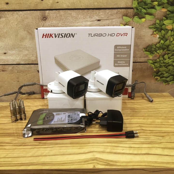 Bộ 04 camera 2MP âm thanh Hikvision DS-2CE16D0T-ITPFS đầy đủ phụ kiện, có video hướng dẫn lắp