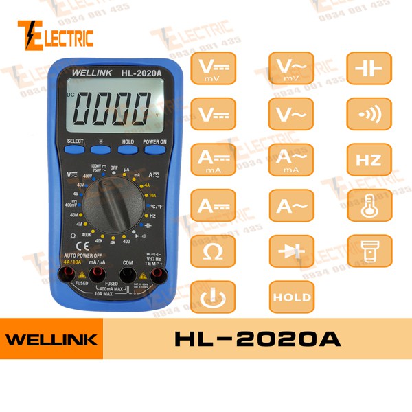 WELLINK HL- 2020A Đồng Hồ Đo Điện Tử Vạn Năng VOM Đo Tần Số Đo Tụ HL 2020A