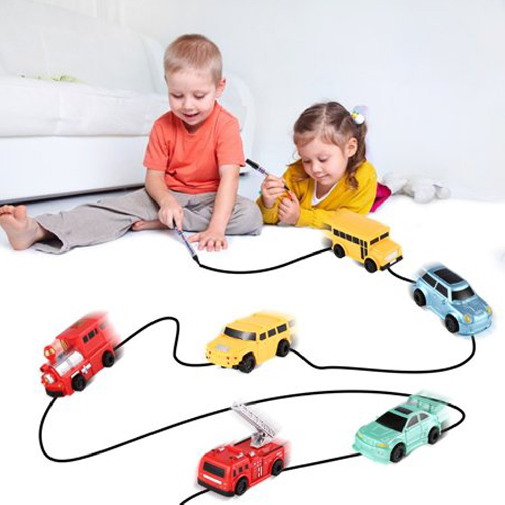 [ Qùa Tặng Độc Đáo] Xe ô tô đồ chơi chạy theo nét vẽ của trẻ bé, cảm ứng, nhỏ, mini, Inductive Toys Car