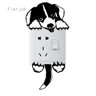 Fierjob Hình dán con chó màu đen trang trí công tắc điện