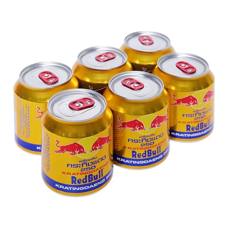 6 lon nước uống tăng lực bò húc Thái Redbull 250ml