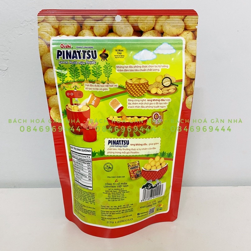 Snack nhân đậu phộng PINATTSU túi 95g