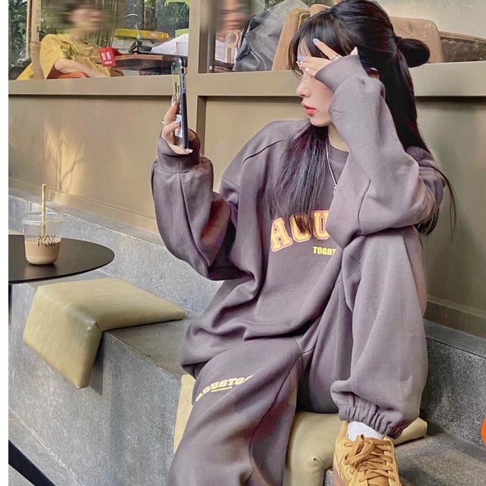 Bộ sweater dài vintage unisex