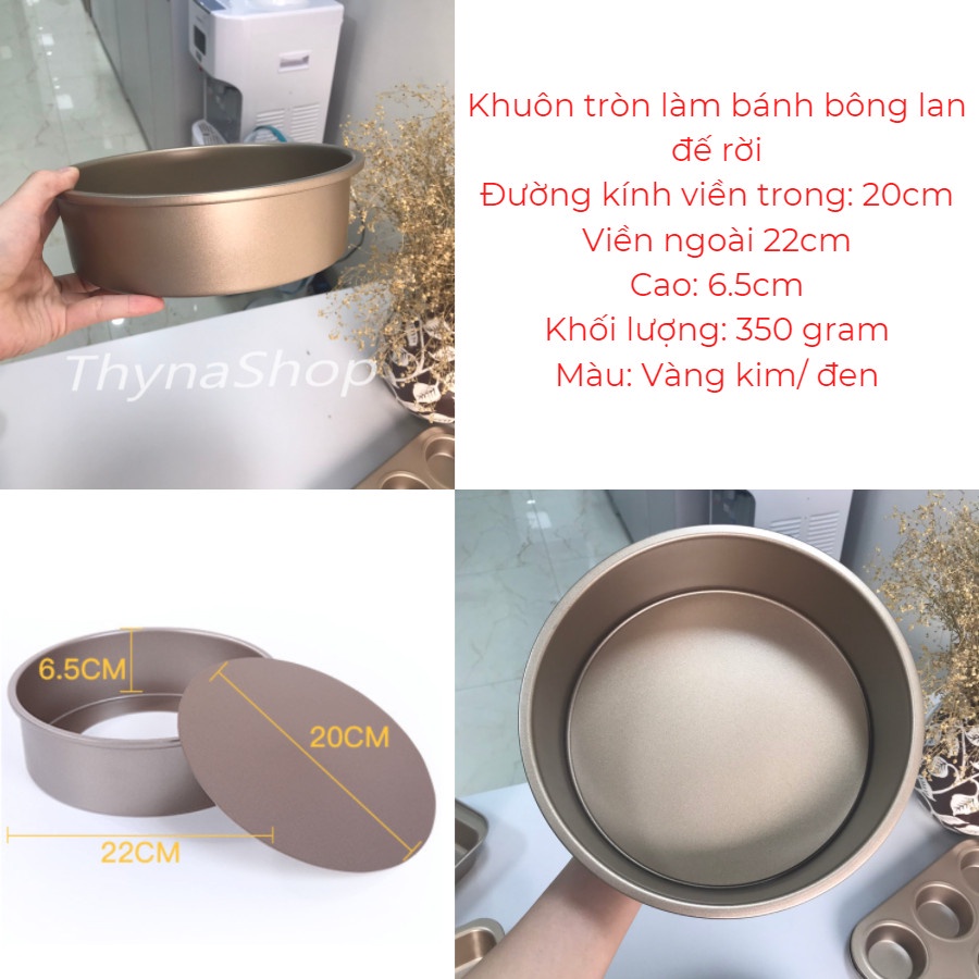 Khuôn Làm Bánh Tròn Đế Rời Chống Dính Cao Cấp Màu Đen Gold - Thyna Store