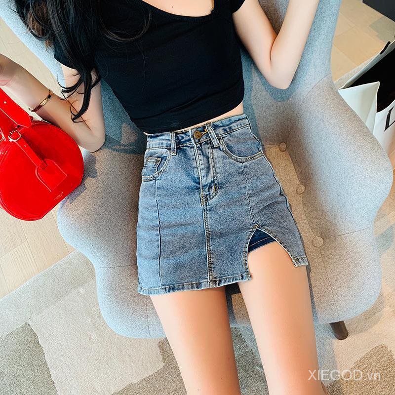 Chân Váy Jeans Lưng Cao Xẻ Tà Thời Trang Hè 2020 Cho Nữ | BigBuy360 - bigbuy360.vn