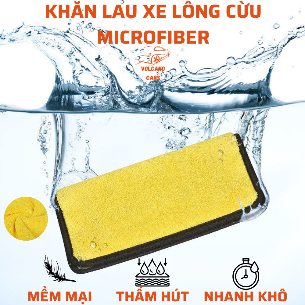 Khăn lau xe hơi ô tô Microfiber chất liệu lông cừu san hô hai mặt siêu thấm, siêu mịn, không bám bụi tránh xước sơn xe