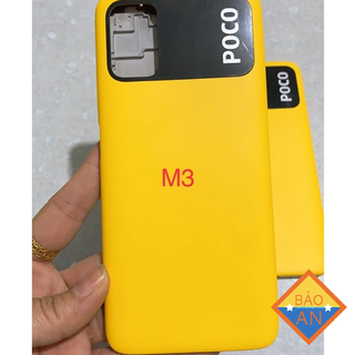 vỏ xiaomi poco m3 / bộ vỏ poco m3 (gồm sườn,lưng.nút tăng giảm,và kính cam)