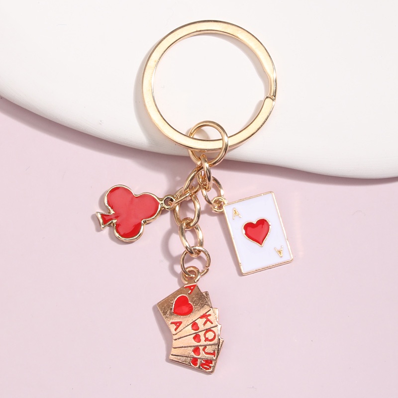 Móc Khóa Hình Lá Bài poker Trái Tim Vui Nhộn