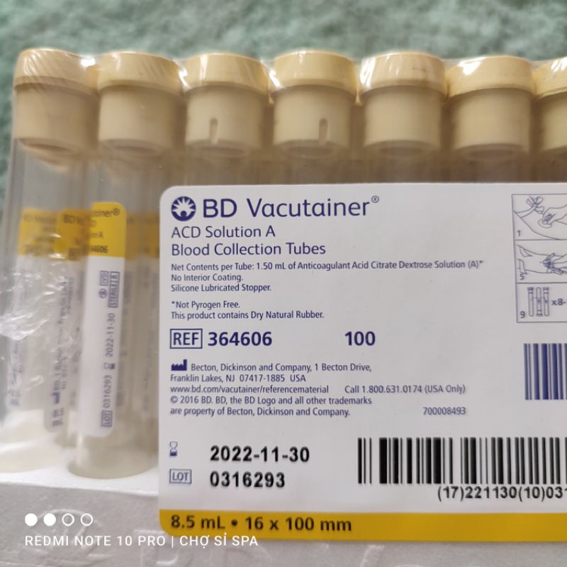 (Q1-HCM) Combo 10 Ống Acd Lấy Máu Chân Không, Ống Lấy Máu Áp Lực Âm BD Có Gel Chống Đông Máu ACD