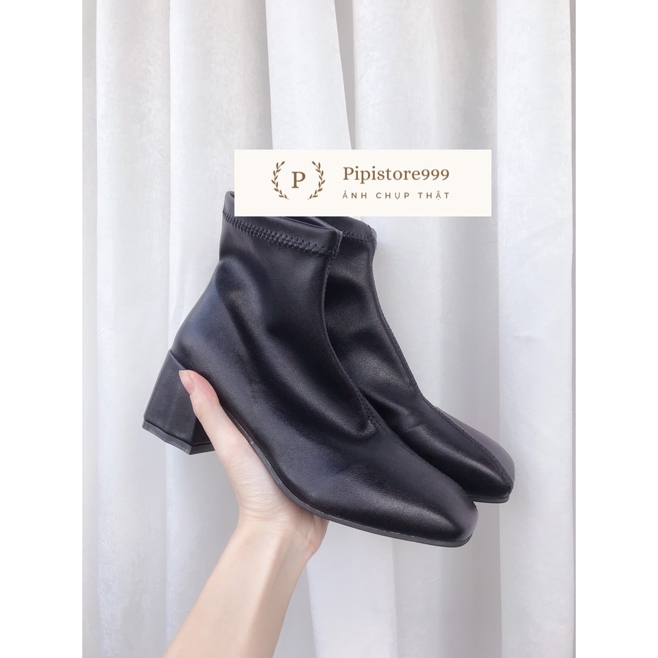 [GIÁ SỐC] Boots da trơn cổ lửng đế vuông 5cm giá cực yêu G089( hàng không khóa kéo) | BigBuy360 - bigbuy360.vn