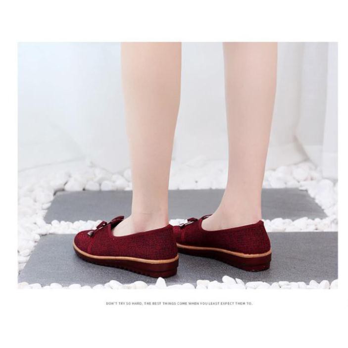 Giày búp bê, giày lười, giày đế bằng nữ thoáng khí đế cao su êm ái phong cách Hàn Quốc HKM001