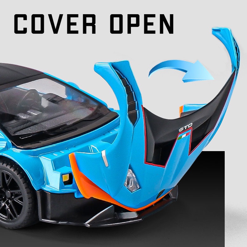 Mô Hình Xe Hơi Lamborghini Huracan STO Bằng Hợp Kim Tỉ Lệ 1: 24 Có Đèn Và Nhạc Độc Đáo