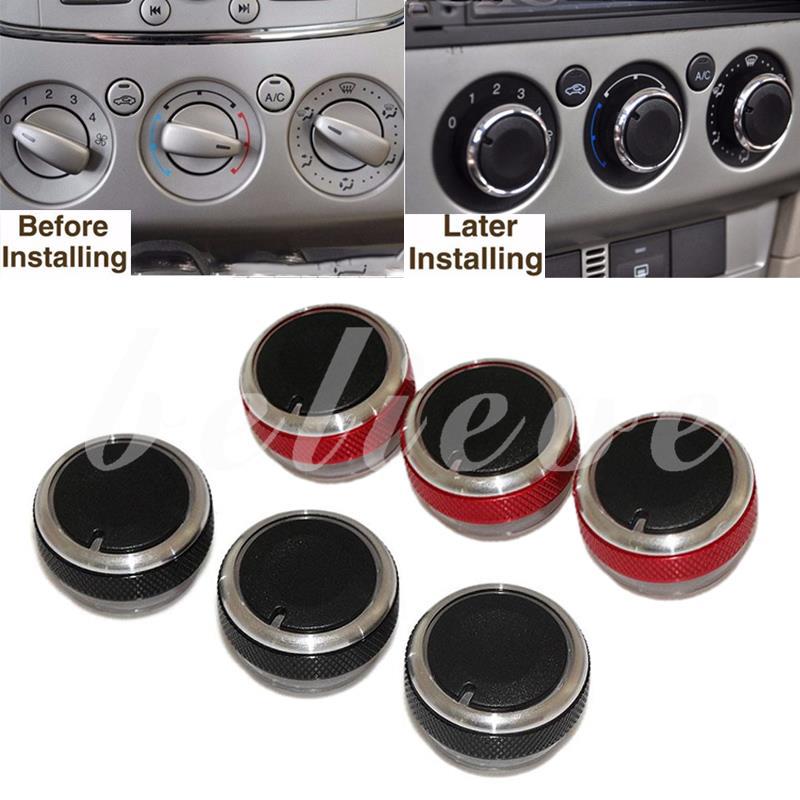 Set 3 núm công tắc điều chỉnh nhiệt độ máy điều hòa màu đen/đỏ cho xe hơi Ford Focus 2 MK2