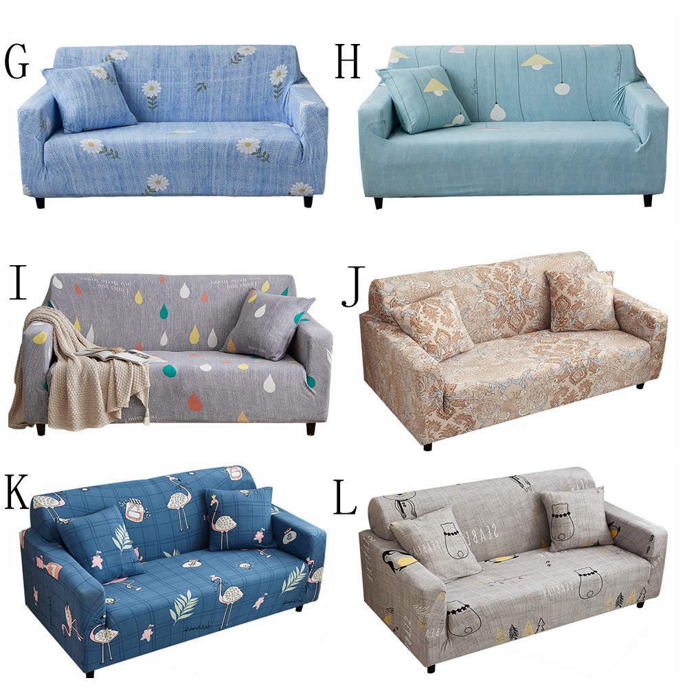 Bộ vải bọc ghế sofa 1/2/3/4 chỗ ngồi + bao gối in họa tiết dễ thương