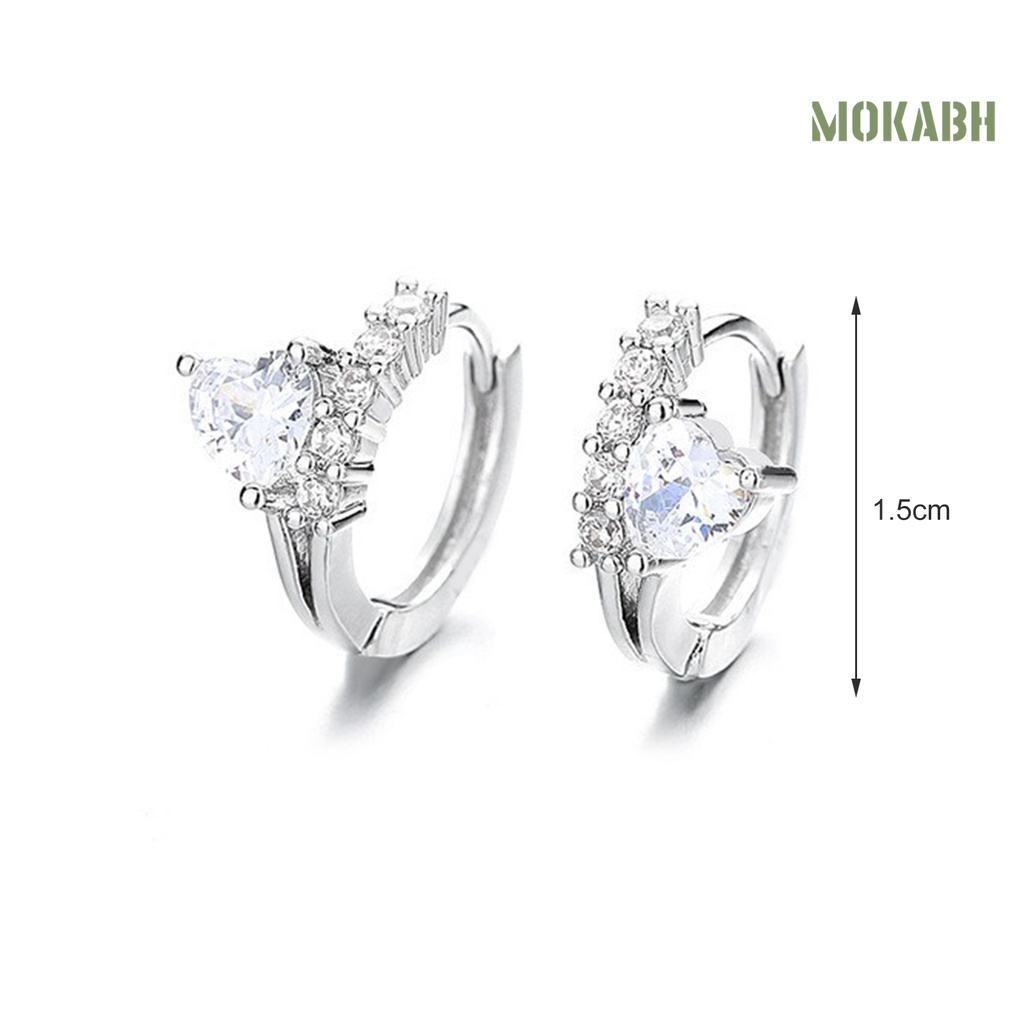 1 Đôi Bông Tai Hình Trái Tim Đính Đá Zircon Cỡ Nhỏ Sang Trọng