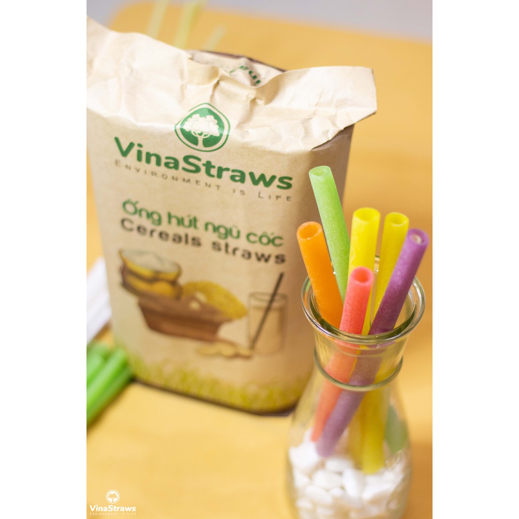 Ống hút ngũ cốc XK VinaStraws 6mm (100 ống/gói) – Sản phẩm xanh – Thân thiện với môi trường – Có lợi cho sức khỏe