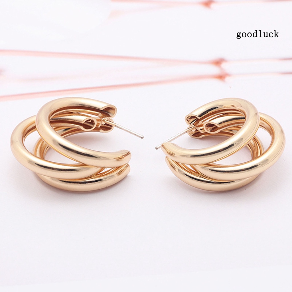 1 Đôi Bông Tai Hình Chữ C Đính Đá Sáng Lấp Lánh Thời Trang Sành Điệu