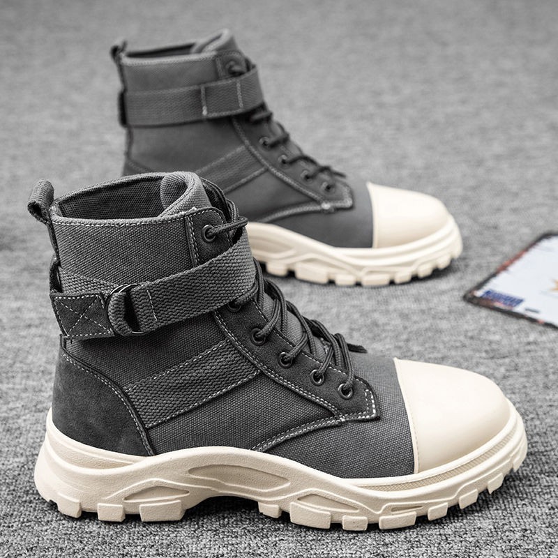 Giày cao cổ nam mùa thu hợp thời trang bốt thể thao vải Martin boots Hàn Quốc dụng cụ kết tất cả các loại bình thư | BigBuy360 - bigbuy360.vn