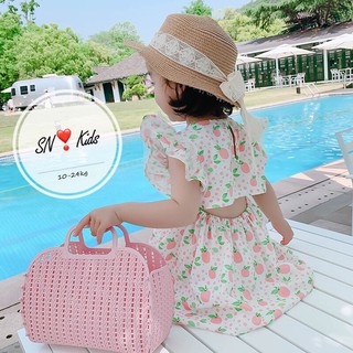 [Hàng Cao Cấp] Váy Bé Gái Đẹp, Dam Be Gai Hoa Đẹp Hở Lưng Đi Biển Đi Chơi Cho Bé Gái