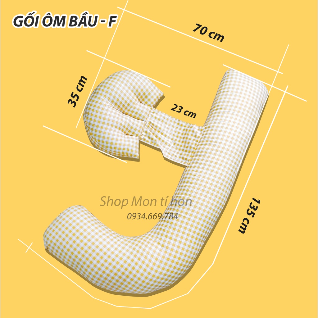 [Mã SKAMLTS079 giảm 15K đơn 0Đ] Gối ôm cho bà bầu chữ F (2 trong 1) - vỏ tháo rời được (Loại dày đẹp, bông chống xẹp