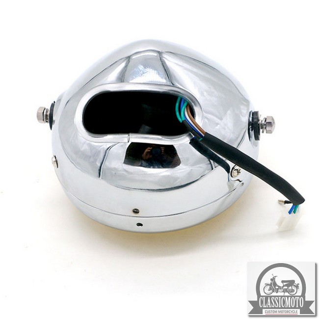 ĐÈN PHA XE MÁY ĐỘ CLASSIC - Đèn Pha Su GN màu mạ inox