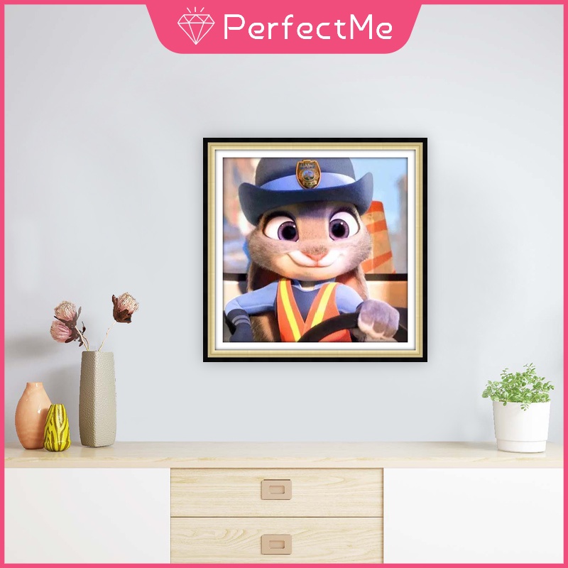 Bộ tranh đính đá 5D họa tiết Zootopia Judy và Nick độc đáo DIY 30x30cm