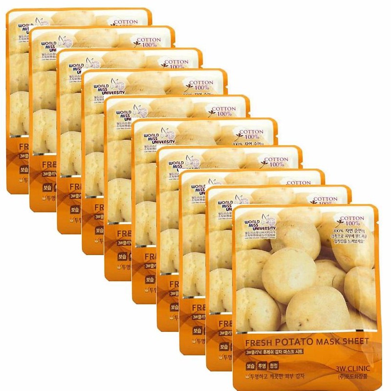 Bộ 10 Gói Mặt Nạ Chiết Xuất Khoai Tây 3W Clinic Fresh Potato Mask Sheet (23ml X 10)