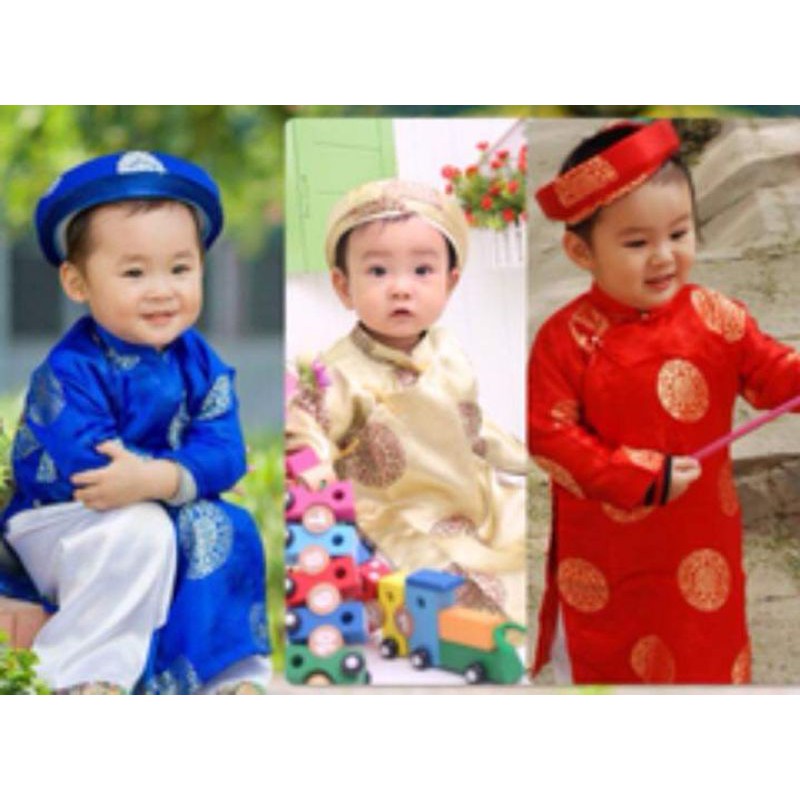 Áo dài khăn đóng bé trai bé gái kèm mấn đội đầu