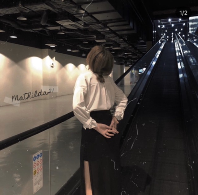 Chân váy đen midi xẻ tè from dài Chiffon Skirt thiết kế độc lạ from chuẩn dễ mix dễ phối đồ | BigBuy360 - bigbuy360.vn