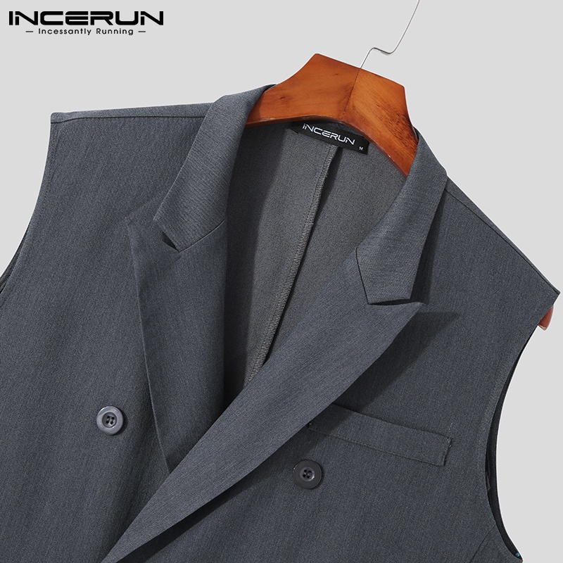 Áo liền quần ngắn INCERUN màu trơn phong cách phương Tây thời trang dành cho nam