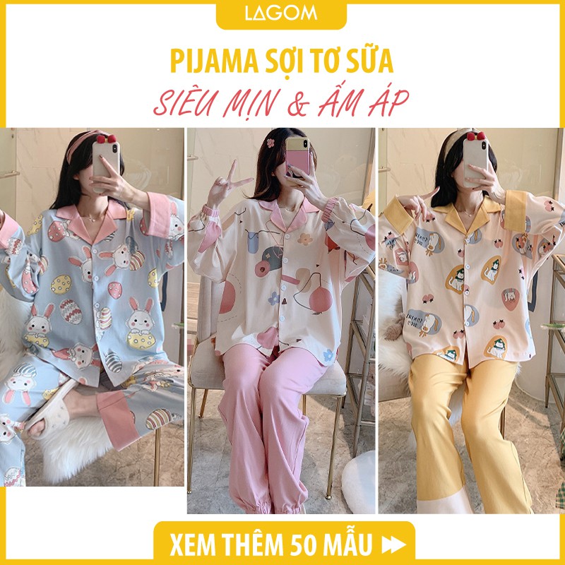 [LOẠI 1 CAO CẤP] Bộ Ngủ Pijama Dài Tay Nữ Cotton | Bộ Mặc Nhà Nữ Dài Tay Thu Đông