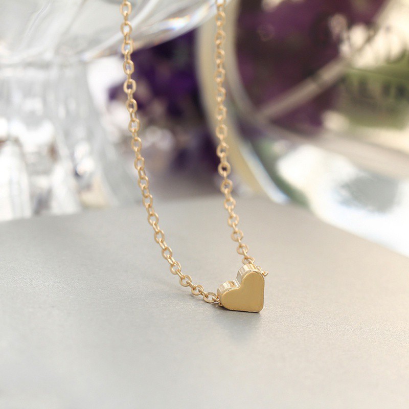 Dây chuyền thời trang bằng hợp kim mạ vàng mạ bạc phối mặt hình trái tim nhỏ xinh đầy độc đáo
