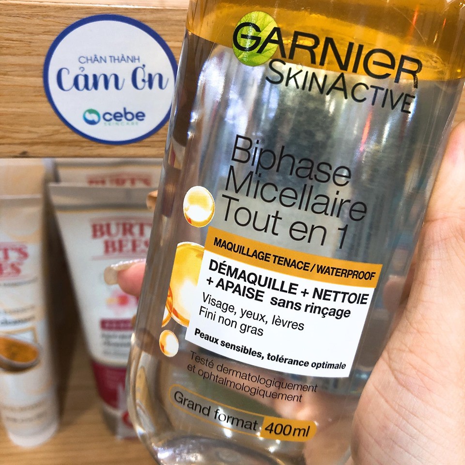 Nước tẩy trang da khô Garnier SkinActive Biphase Micellaire Tout en 1 (400mL)