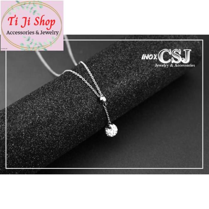 DÂY CHUYỀN NỮ INOX MẶT TRÁI CHÂU TRẮNG CỰC   - đẹp,