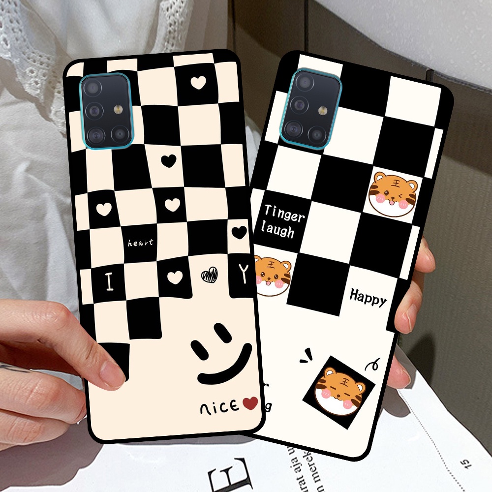 Ốp lưng Samsung A31 / A51 / A71 / M51 in hình sọc caro, họa tiết đen trắng dễ thương