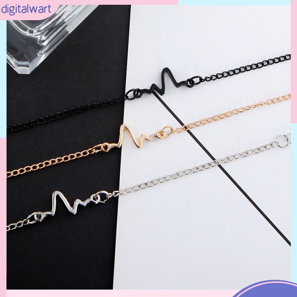 Vòng tay kim loại thiết kế hình nhịp tim cá tính trẻ trung Unisex