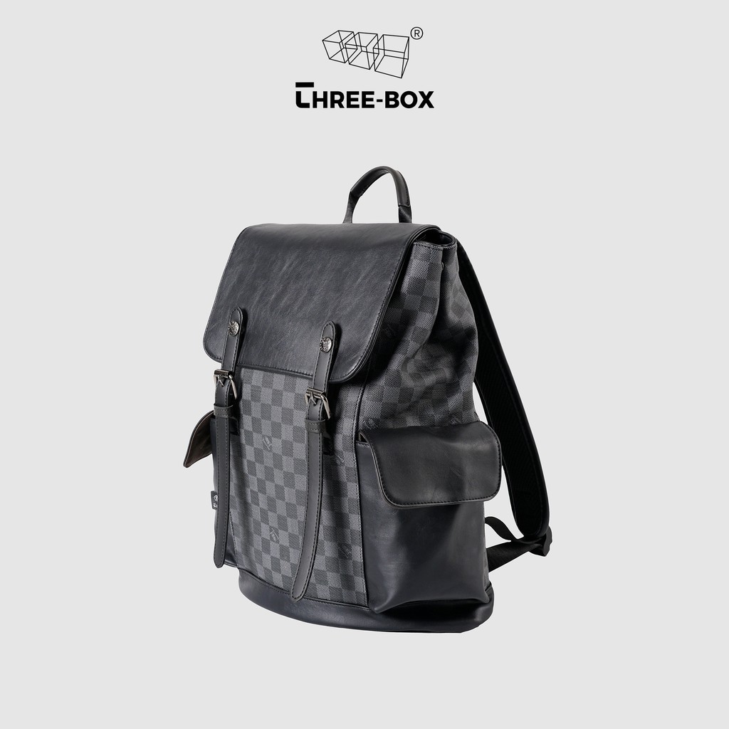 Ba lô da Unisex Three-Box Retro họa tiết Damier Graphite &amp; Damier Brown 2021 - BL8053