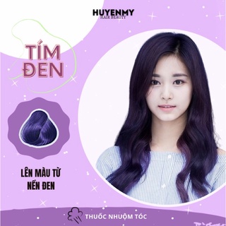 Thuốc Nhuộm Tóc TÍM ĐEN tặng kèm găng tay, trùm tai ni lông tiện lợi
