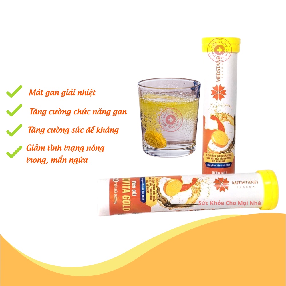 Medvita Gold.Viên sủi đông trùng hạ thảo bổ sung vitamin cho cơ thể tăng sức đề kháng mát gan giải độc tuýp 20viên