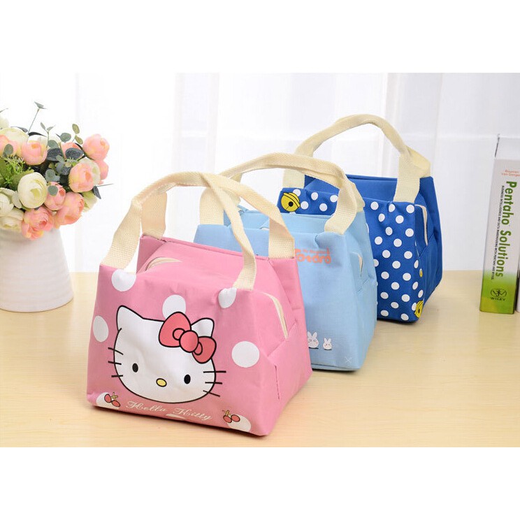 Túi xách đựng đồ ăn cách nhiệt PINK027 [FREESHIP] Pink Xinh Decor Hello Kitty Doreamon xinh xắn nhỏ gọn