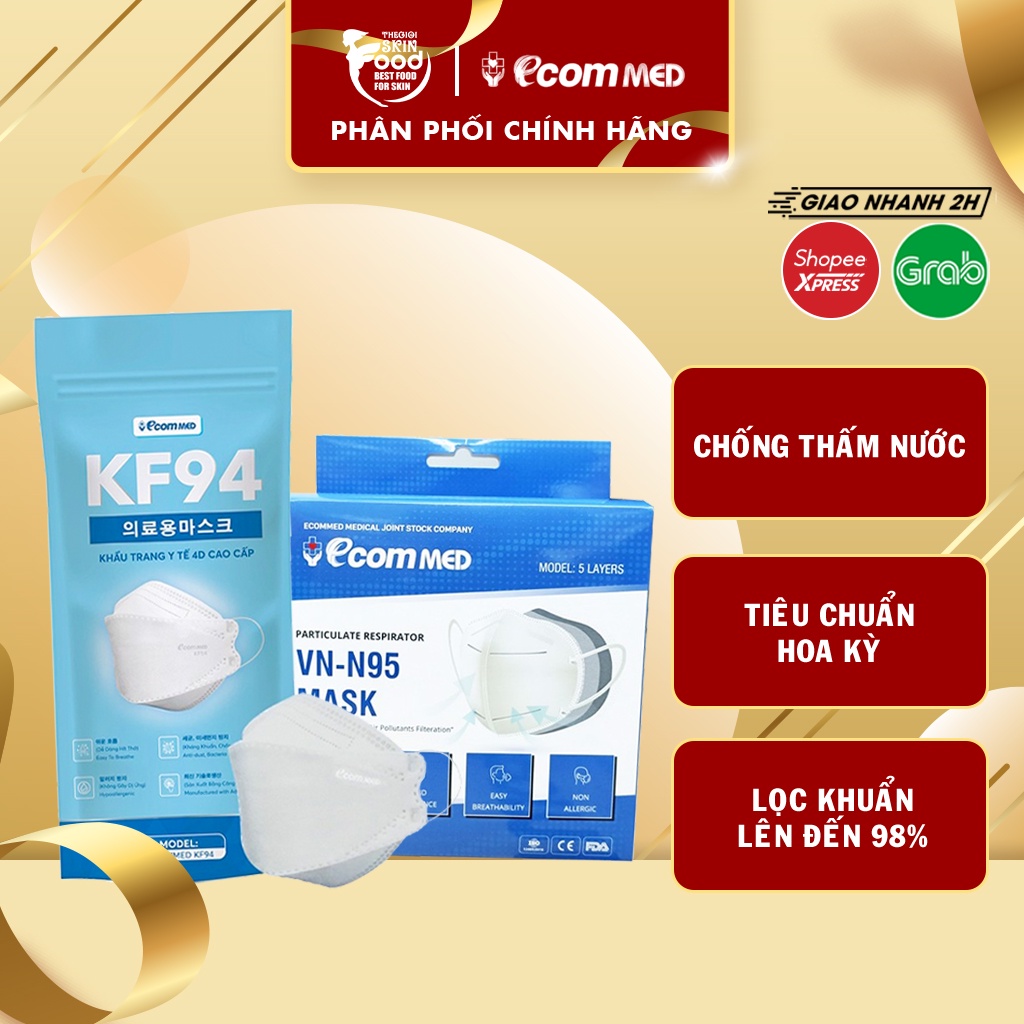 [Tiêu Chuẩn Xuất Khẩu Hoa Kỳ][Hộp 10 Cái] Ecom Med Khẩu Trang Y Tế Cao Cấp VN-N95, KF94