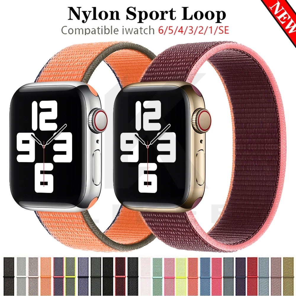 Dây đeo bằng vải dệt nhiều màu cho dây đeo Apple Watch Soft Sports Replacement 38/40mm 42 / 44mm Nylon Loop iWatch Series 6 5 4 3 2 1 SE